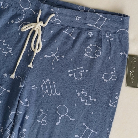 PJ Salvage Lounge Joggers Astrology Print Brushed Stretch Knit Blue White M NWT - Picture 8 of 13